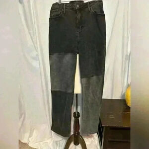 Hollister Ultra Hi-Rise Dad Jeans Black Gray Two Tone Colorblock, Size 5/27